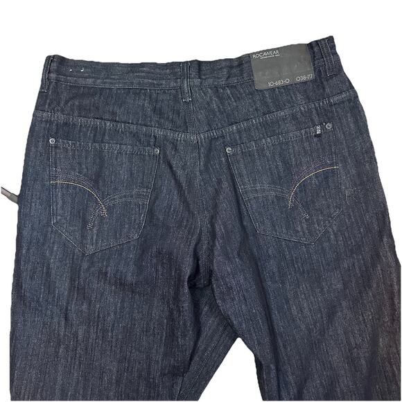 VTG Rocawear Jeans 42x32 Black Baggy Straight Wide Leg Hip Hop Skate Y2K Grunge - Picture 1 of 13